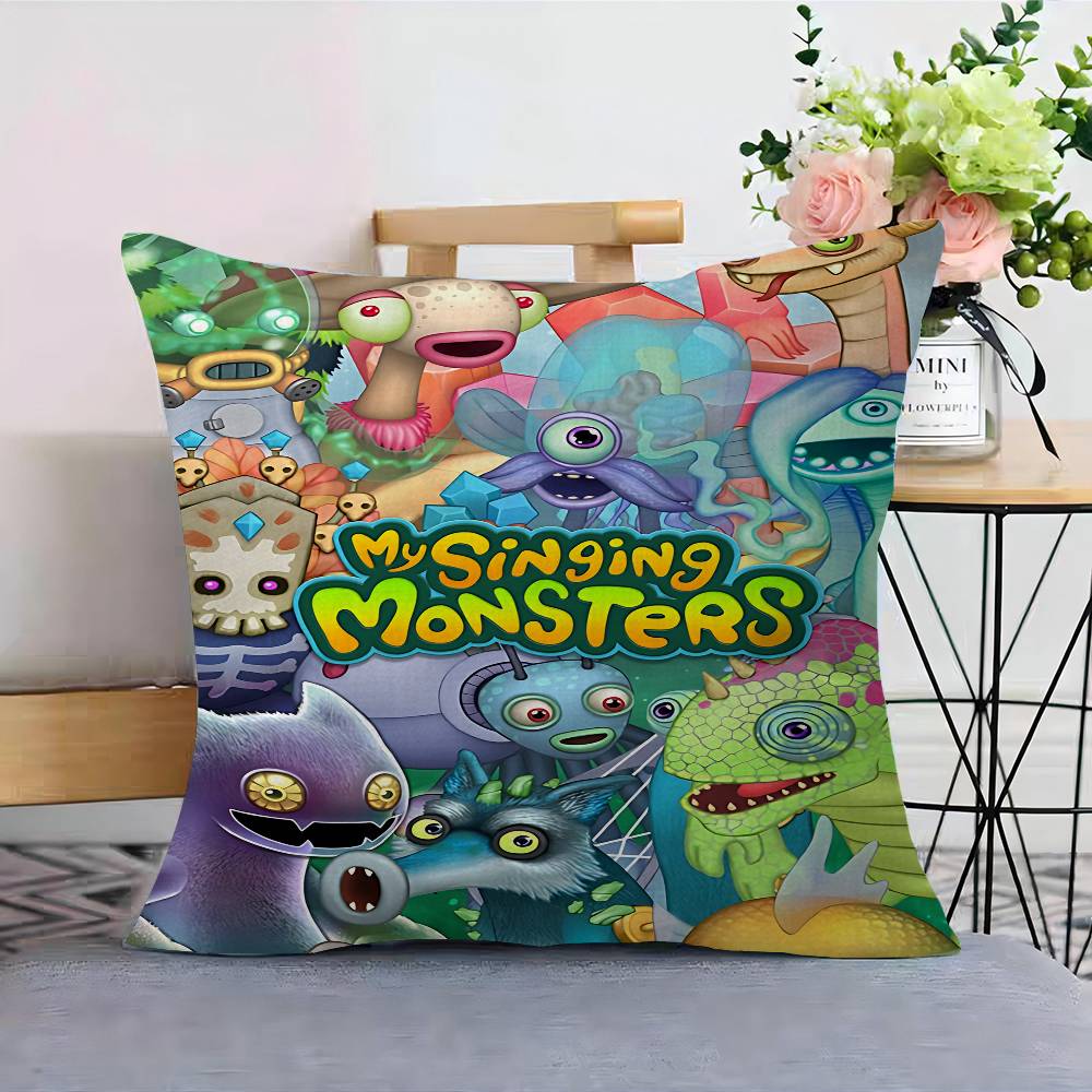 Подушка-чехол для подушки My Singing Monsters, чехол для автомобильной подушки 45x45 см, чехол для поясничной подушки, чехол для диванной подушки