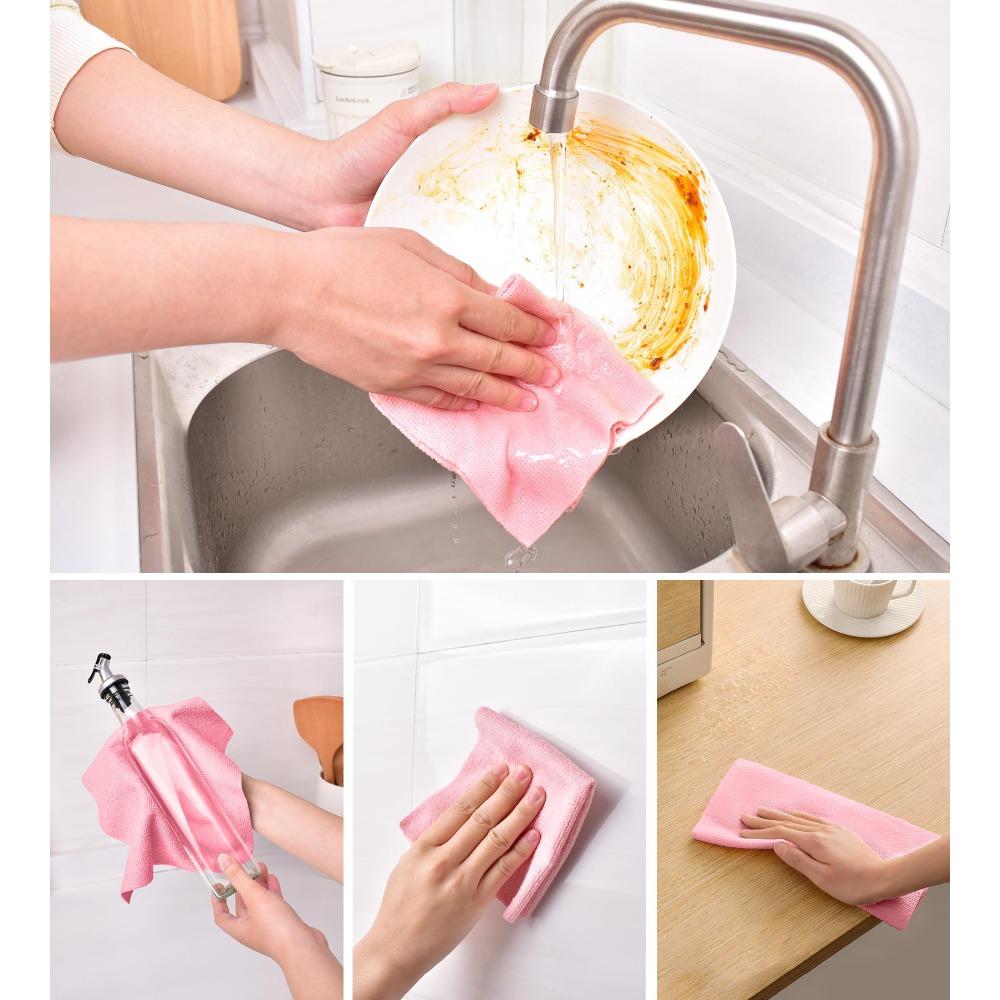 1 Roll/20pcs Reusable Microfiber Cleaning Wipes - High Absorbency, Durable & Machine Washable Kitchen Towels for Dishes Utensils