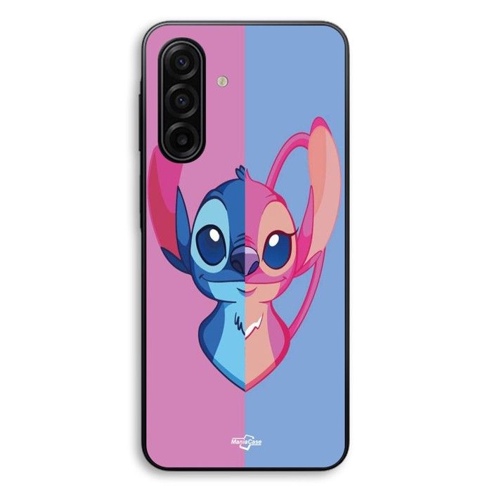 Coque Pour Samsung Galaxy A57 Stitch et Angel bleu et rose Maniacase