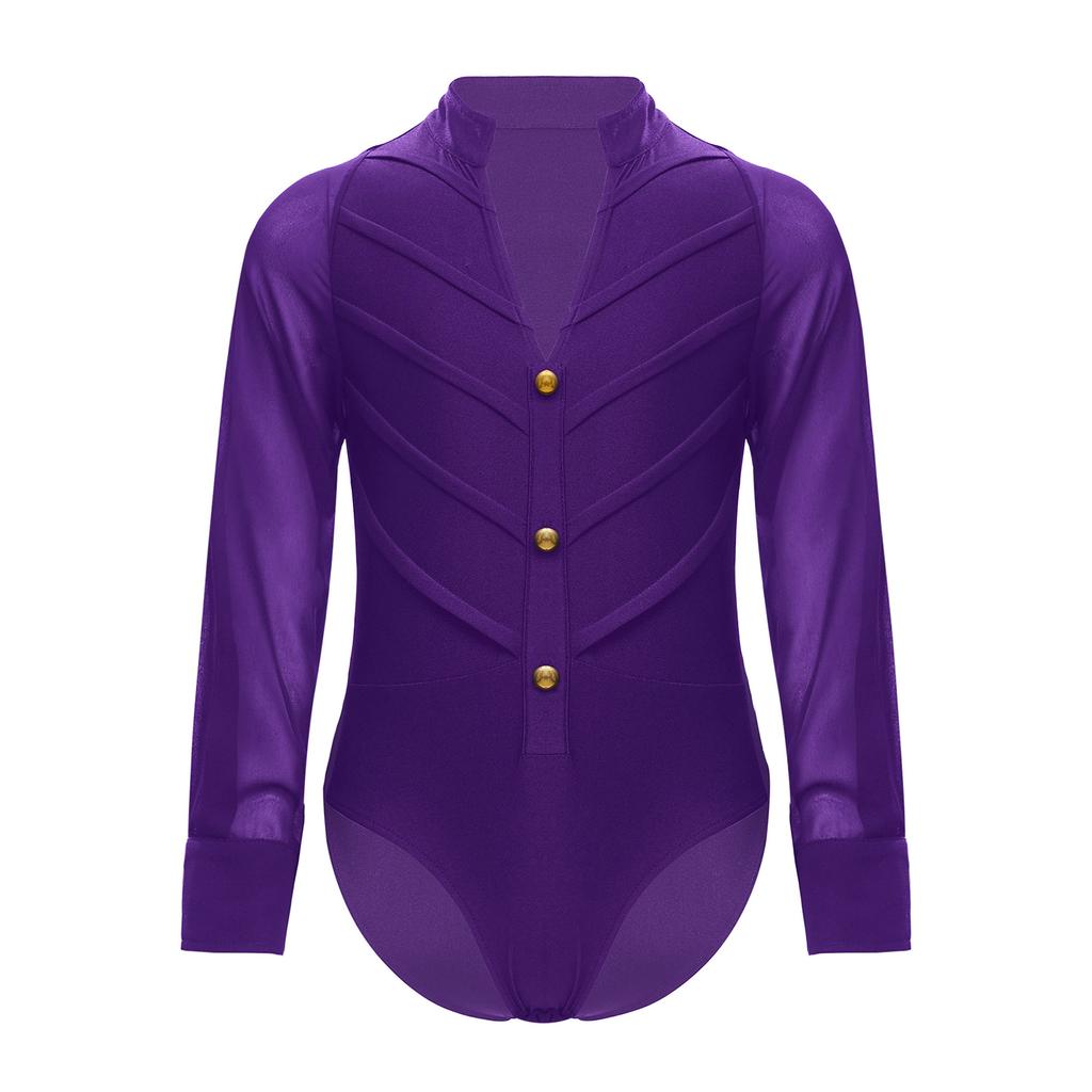 Боди для латиноамериканских танцев для мальчиков, с длинным рукавом, воротником-стойкой, леотард, костюм для сцены, соревнований