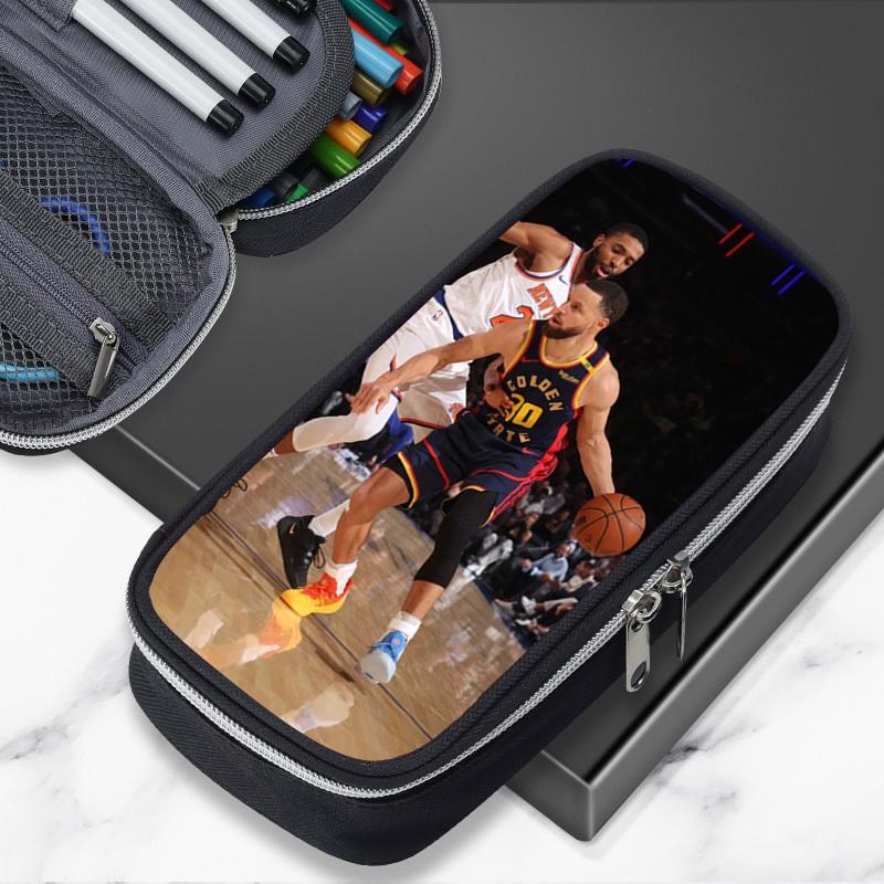 Cartoon NBA Basketball Star Stephen Curry Inspired Pencil Case Kids Boys Girls Large Capacity School Organizer