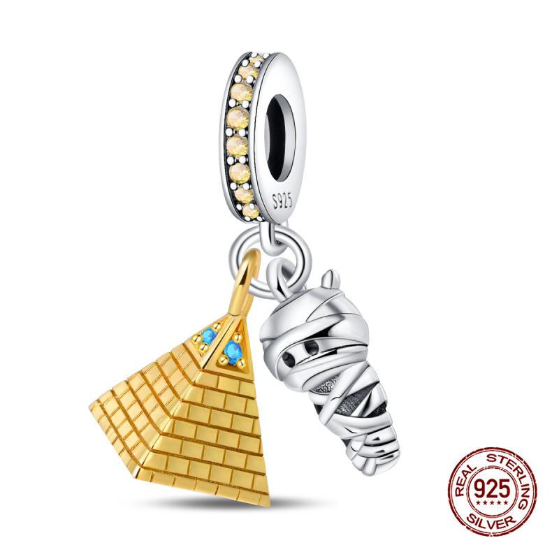 Original Charms Copper Pyramid Demon Eye Charms Beads Fits 3Mm Original Bracelets Necklace Women Diy Fine Jewelry