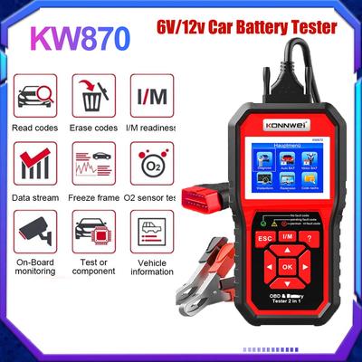 KONNWEI KW870 6 В 12 В автомобильный мотоцикл аккумуляторный тестер OBD2 диагностический инструмент сканер 2 в 1 тестовые инструменты для зарядки и проворачивания автомобиля