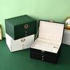 Luxury Three-Layer Leather Jewelry Box with Lock & Drawer for Earrings