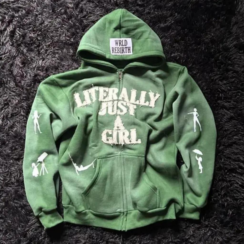 American Y2K Hip Hop Alphabet Embroidered Hoodie Personalized Street Men's and Women's Loose Zipper Cardigan Top