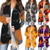 Women's Fashion Casual 2022 Halloween Print Medium Length Cardigan Jacket Coat