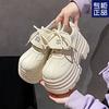 2025 новые весенние туфли-лоферы на платформе 10 см женские туфли-муффины одинарные туфли на шнуровке повседневные и легкие туфли, увеличивающие рост