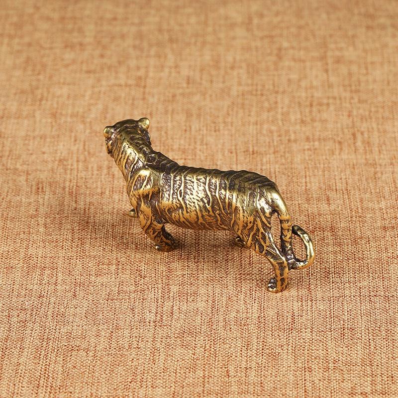 MIT Solid Brass Big Tiger Фигурки Украшения Чистая Медь Животные Тигры Модель Статуэтки Миниатюры Украшения Для Стола Винтажный Домашний Декор