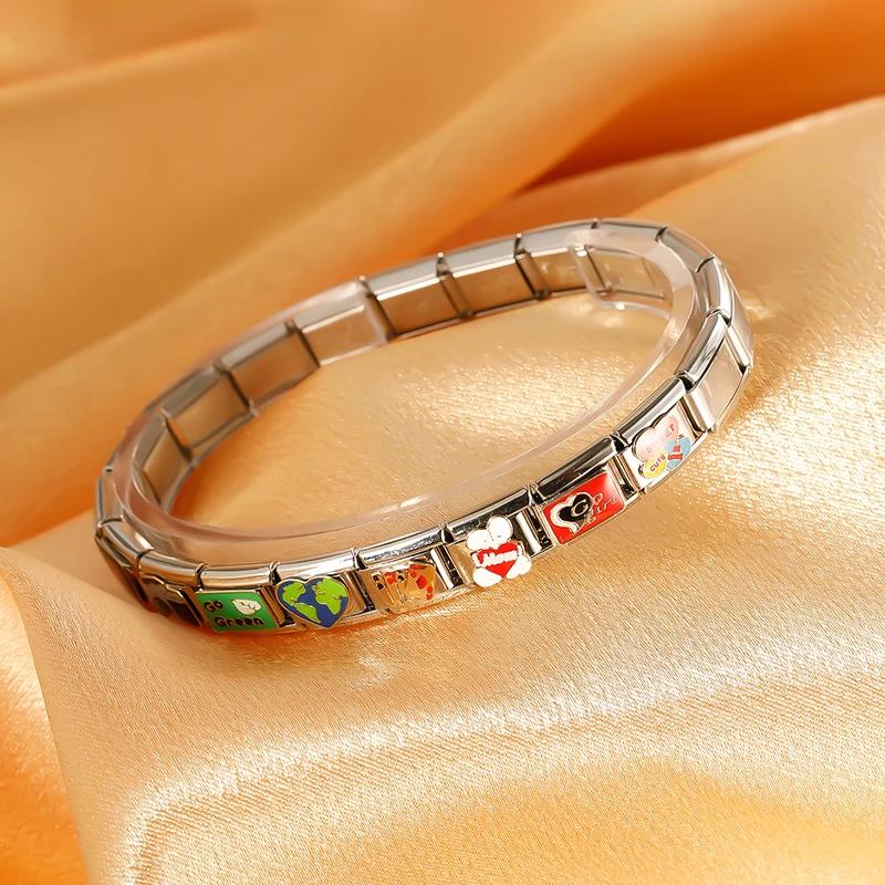 2024 Новая мода Forever Love Heart Go Girl Шарм Звенья подходят для браслета 9 мм из нержавеющей стали Изготовление ювелирных изделий своими руками DJ736-D