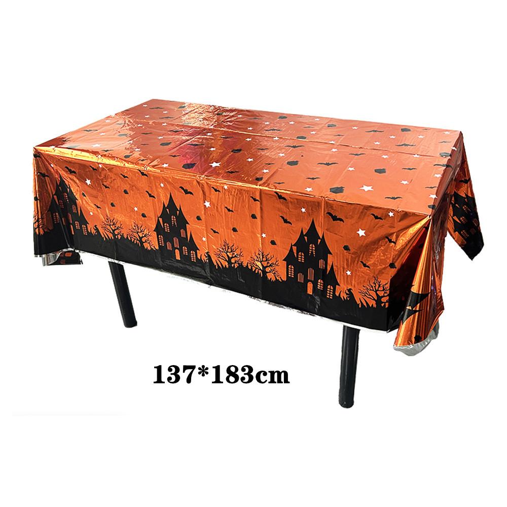 Orange Black Horror Ghost Table Cover Happy Halloween Tablecloth for Trick or Treat Theme Home Decoration Party Suppiles