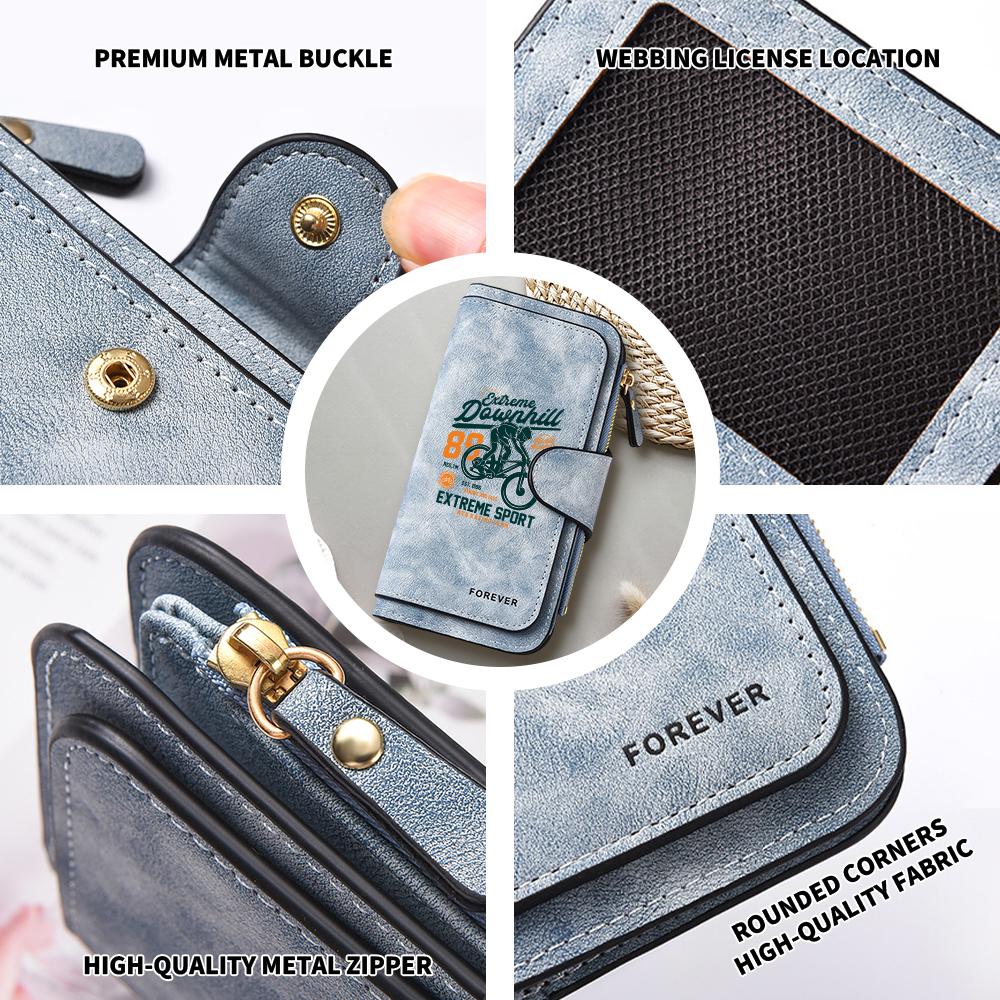 Vintage Dark Biker Print Long Wallet Casual Multi Card Holder Portable Clutch for Daily Use