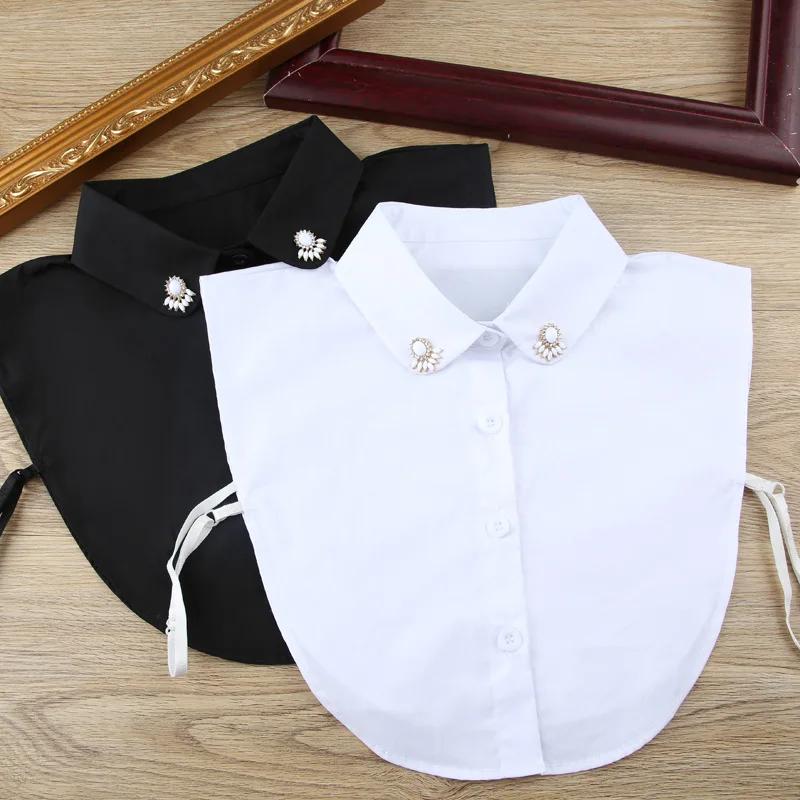 Solid Color Shirt Fake Collars for Women Cotton Detachable Collar Lapel Blouse Top Dress False Collar Neckwear Faux Col