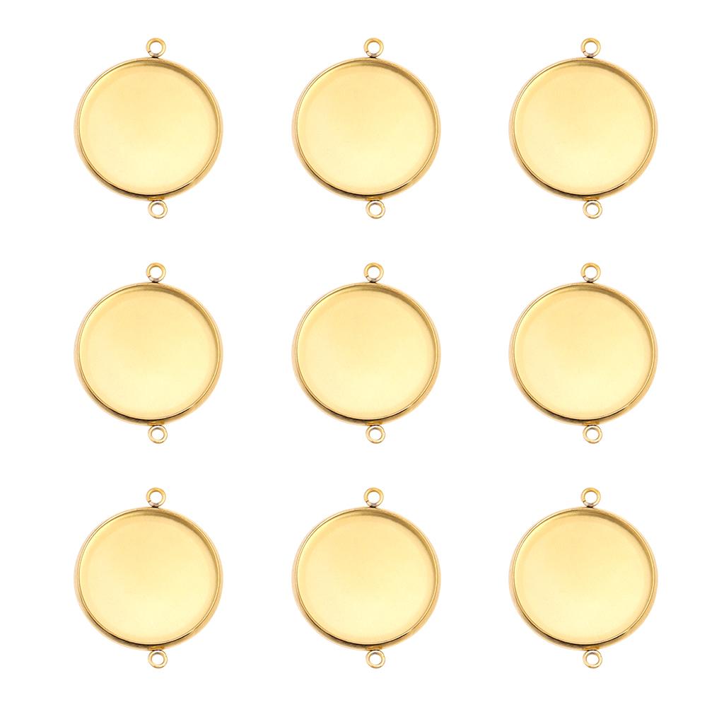 10pcs/lot 6-30mm Round Stainless Steel Pendant Blank Cabochon Base Double Hole Setting Bezel Tray DIY Jewelry Making Component