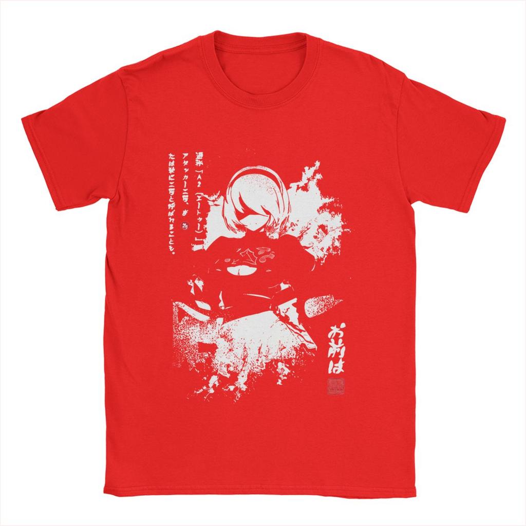 Мужские футболки Nier Automata Смешная футболка из 100% хлопка с коротким рукавом Аниме футболка с круглым вырезом Одежда Идея для подарка