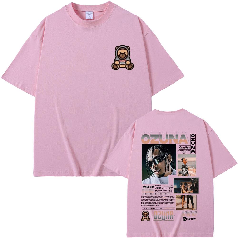 Футболка с двусторонним принтом рэпера Ozuna, уличная одежда Anuel AA, мужские и женские футболки оверсайз в стиле хип-хоп, мужская мода, винтажные футболки