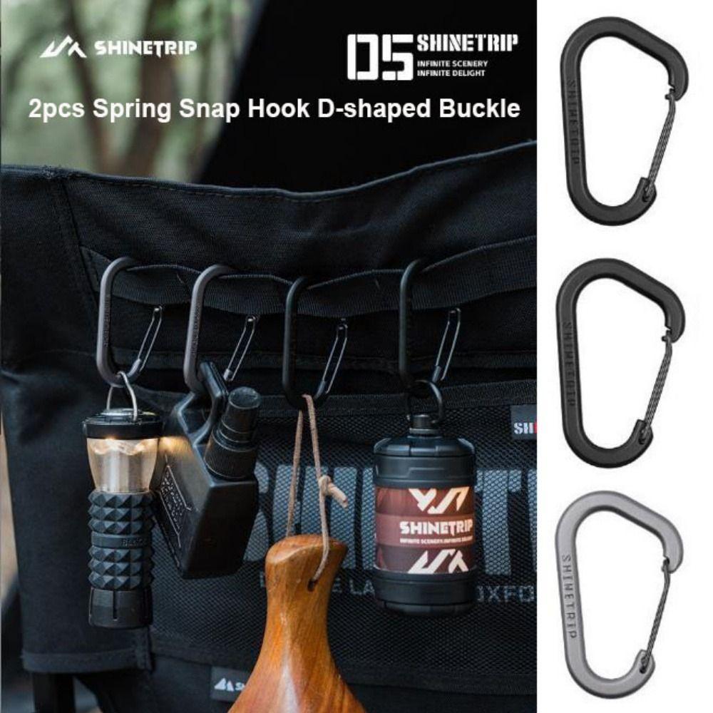 2pcs Black/Grey Spring Snap Hook Safety Small Tool Storage Camping Hiking Fishing Accessories