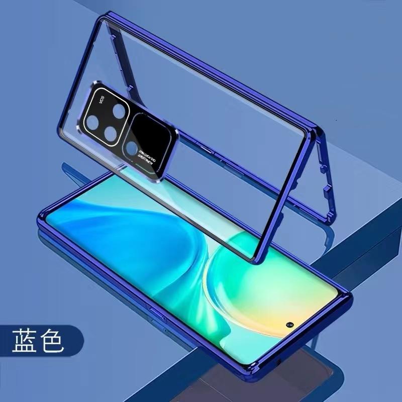 Полный чехол 360 для Vivo V30 Pro 5G, чехол с двусторонним магнитным притяжением, металлическая закаленная стеклянная защитная крышка для телефона, бампер