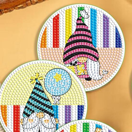 6 шт. DIY алмазные художественные подставки повышают креативность, уменьшают стресс, развивают терпение, мультяшные гномы, куклы, узор, подставки