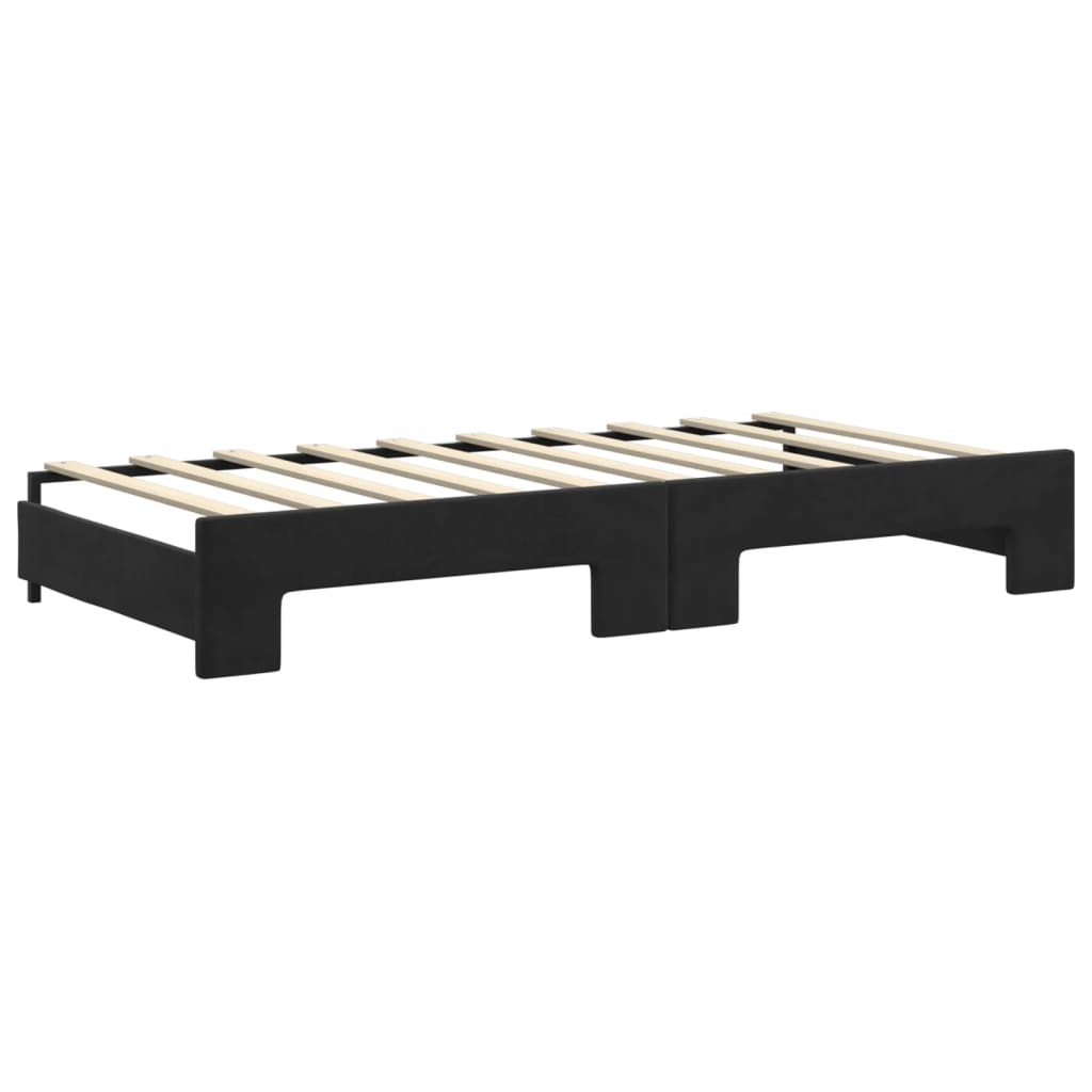Extendable Daybed with Drawers Black 90x190 cm Velvet