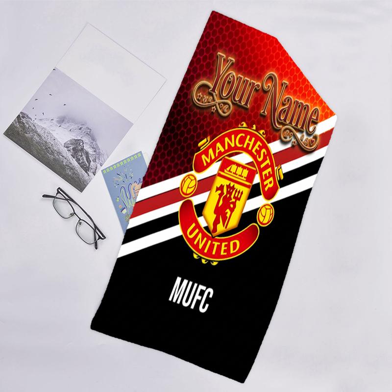 1pc M-Manchester Beach Towel with Custom Name, Beach and Seaside Swimming Pool Equipment, Fashion Pattern, Rectangular, Travel Essential