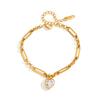 Classic Geometric White Zircon Charm Bracelet For Women 18K PVD Gold Plated Stainless Steel Bracelets Party Jewelry Gifts