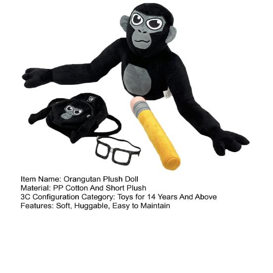 Мягкая плюшевая игрушка Gorilla Tag, кукла-орангутанг с очками-карандашами, вдохновленная популярной игрой, милый цветной подарок для коллекционеров игр