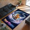 Teddy Bear Theme Crystal Velvet Rug Personalized Custom Name Text Soft Floor Mat Home Decor