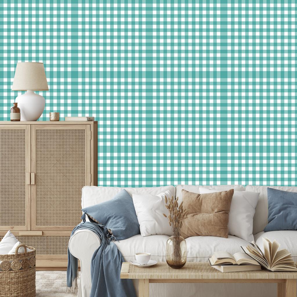 Wallpaper Fabric Pattern Turquoise and Celadon for Living Room and Bedroom 50x1000