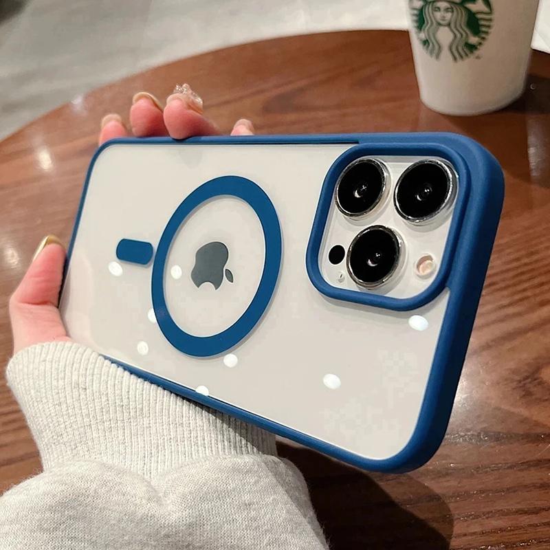 Ударопрочный акриловый магнитный прозрачный чехол для телефона iPhone 15 14 13 12 11 Pro Max 14 Plus для беспроводной зарядки Magsafe, жесткий чехол для ПК