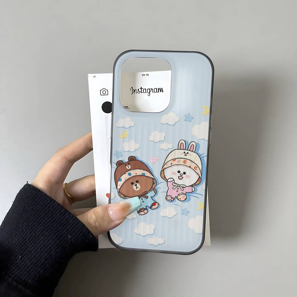 Мультяшный Милый C-Кони B-Браун Чехол для Телефона Для IPhone 17 16 15 14 13 12 11 Pro Max Plus Гофрированный Бампер Задняя Крышка Корпус