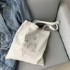 Vintage Abstract Printing Women Bag Fashion Large-capacity Tote Ins College Cute Summer Female Ulzzang Shoulder Canvas Bags