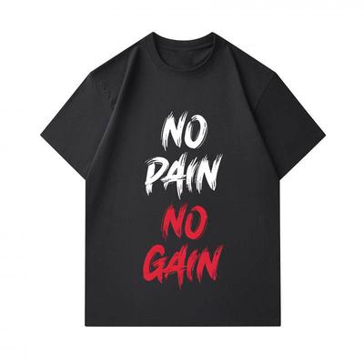 Men's 100% Cotton Crew Neck Short Sleeve T-Shirt, Casual NO PAIN NO GAIN Motivational Printed Breathable Soft Daily Workout Tee Top for Fitness Enthus