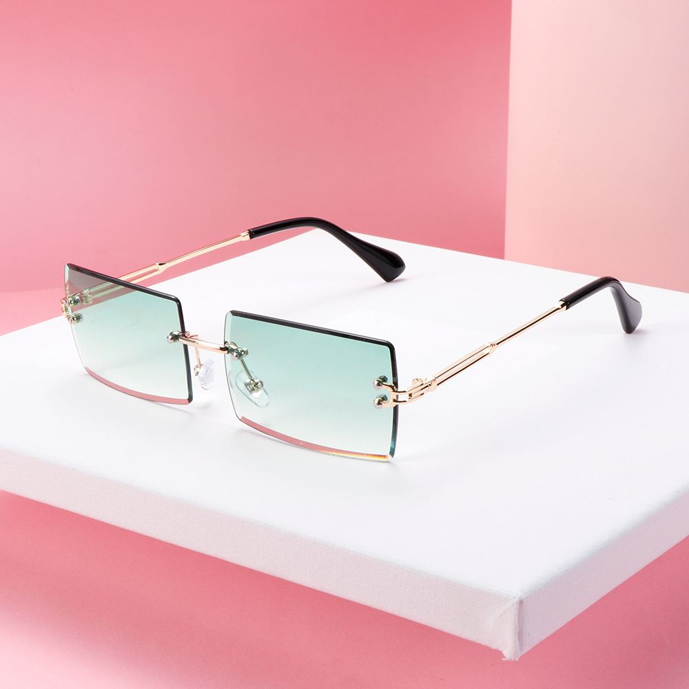 2020 Trendy UV400 Rimless Square Sunglasses Rectangle Sun Glasses Shades Fashion Sunglasses