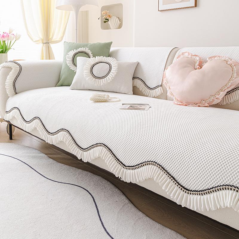 Summer French Special-Shaped Sofa Cushion New Cool Feeling Ice Silk High Feeling Summer Seat Cushion Non-Slip Cover Cover Cloth