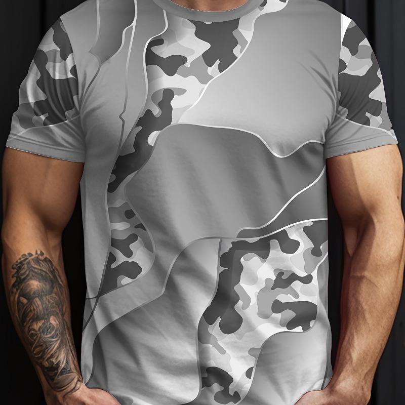 Camouflage Men's Tshirt Casual Comfortable Streetwear Summer Outdoor Short Sleeve Crew Neck Sports Top Training T-shirt