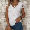 Summer Women's T-shirt Fashion Loose Solid Color Lace V-neck Short-sleeved T-shirt Tops