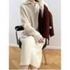 Womens Oversized Knit Midi Dress With Lapel Collar Long Sleeve Wool Blend A-Line Skirt Winter Layering