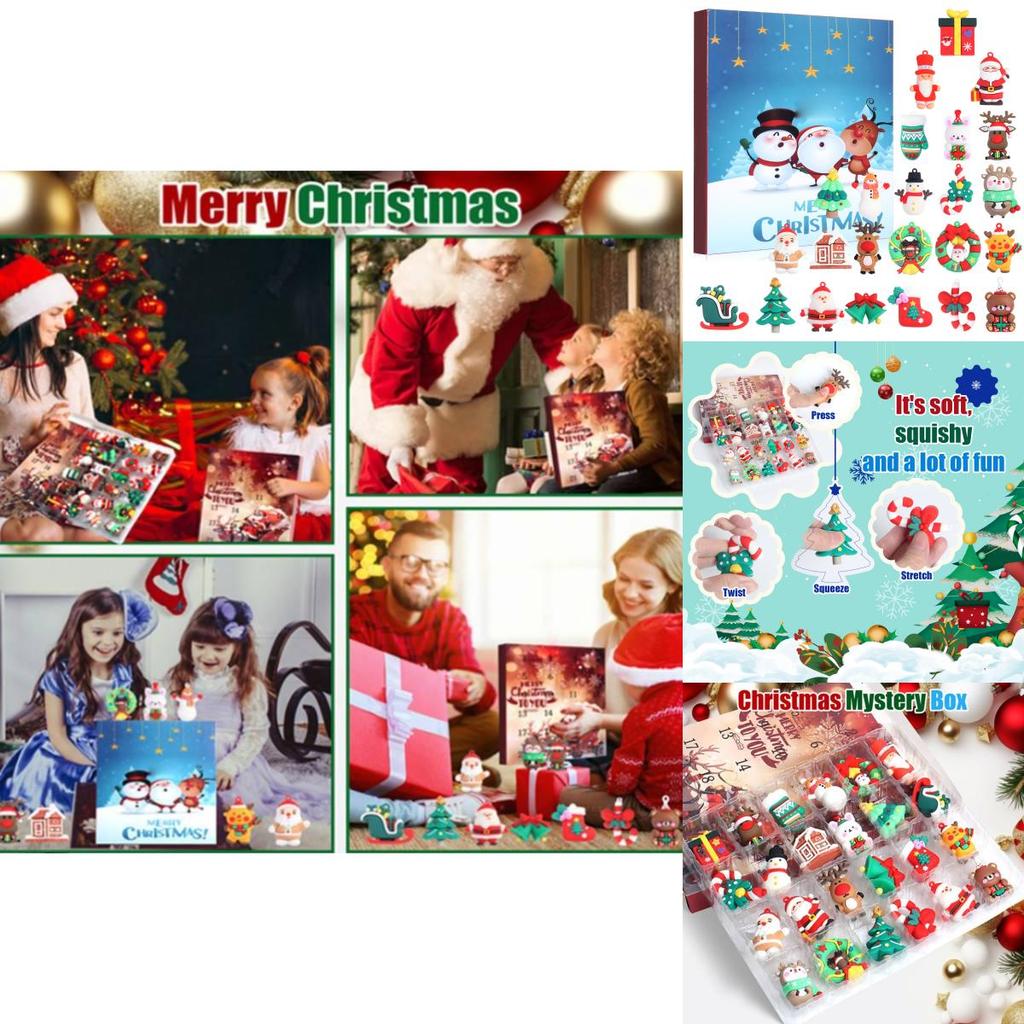 Календарь Адвента на Рождество от Санта-Клауса ПВХ 3D Знаковые Фигурки Для Праздничного Декора и Подарков