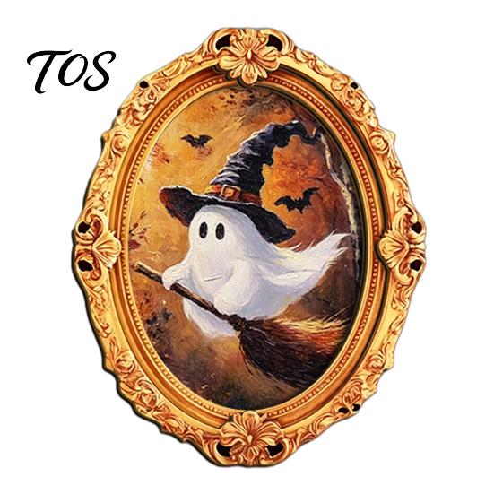 Gold Frame Halloween Decorations Vintage Ghost Fridge Magnet, Retro Refrigerator Decoration Decorative Magnets for with Strong Magnetic Adsorption