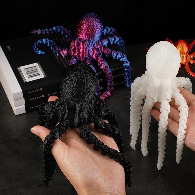 3D Printed Articulated Octopus Rex Realistic Octopus Model Jointed Movable Birthday Gift Realistic Animals Decorative Desktop