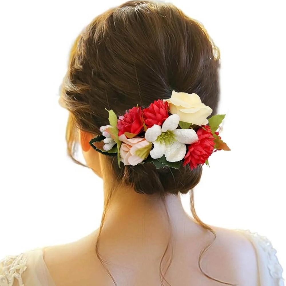 Vintage Flower Hair Comb Simulation Floral Bridesmaid Headwear Bridal Hair Accessories Prom