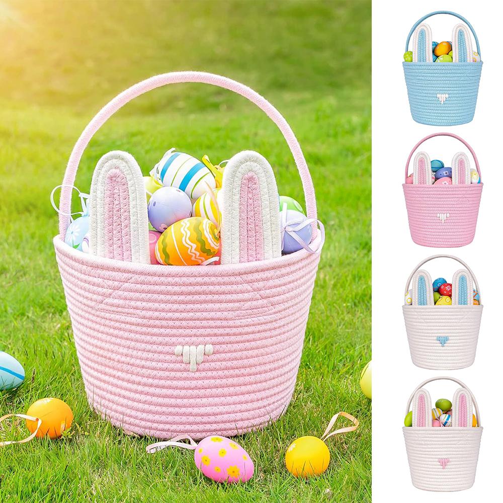 Empty Easter Baskets for Kids Woven Storage Basket with Handle Durable Easter Gifts