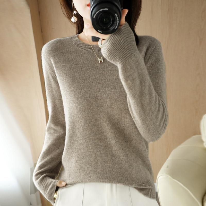 YYFS Женская мода, повседневный однотонный принт, большие размеры, осень-зима, свитера с круглым вырезом и длинными рукавами