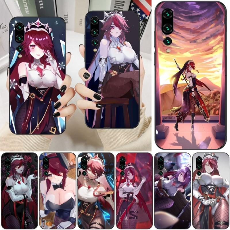 Чехол для телефона Rosaria Genshin Impact для Huawei P50 P40 P30 Pro Lite P Smart 2021 2019 Magic 3, мягкий черный чехол для телефона