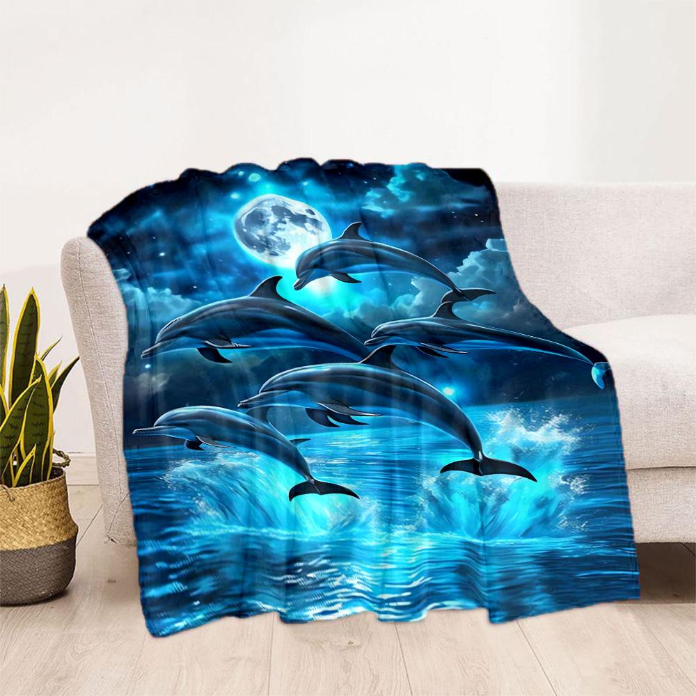 1pc Cute Elephant on Moon Blanket Soft Comfortable Lightweight Perfect for Travel Camping Picnics Sofa Office Bed Living Room Ideal Gift for Friends