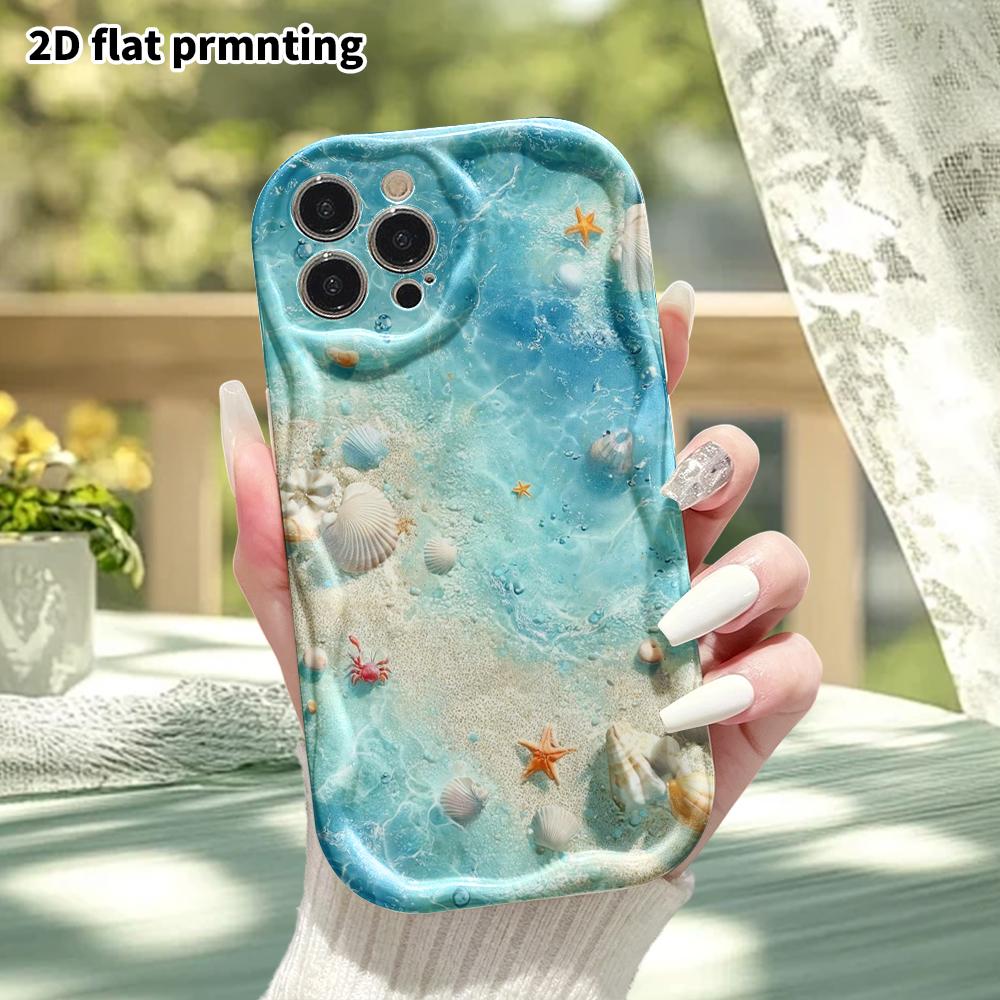 Phone case: 2D flat, compatible with iPhone 12Pro, 13, 14, 15, 16, 17, 18 protective case, phone decoration, clear shallow sea, perfect gift for Chris