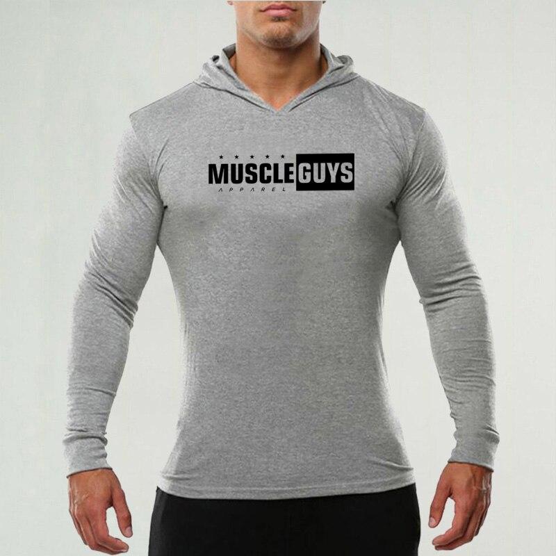 Muscleguys, облегающая удобная толстовка с капюшоном, мужская повседневная повседневная одежда, бодибилдер с длинными рукавами для бега