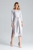 Fashionable Elegant Gray Midi Dress with a Belt and Slits - M631 Size