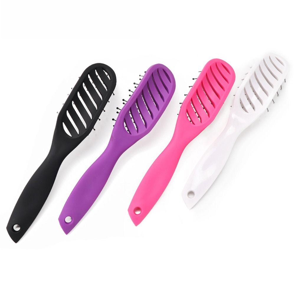 Антистатическая расческа с изогнутыми зубьями, профессиональная распутывающая расческа для волос, полая массажная расческа