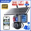 SHIWOJIA 4K 8MP солнечная камера 4G SIM /WIFI безопасность наружная запись с двумя объективами отслеживание гуманоидов цветная камера ночного видения PTZ